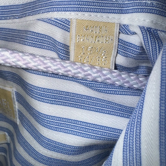 Men’s Michael Kors Blue/White Striped Non Iron Shirt, Size 15 1/2, 34/35 - Picture 4 of 5